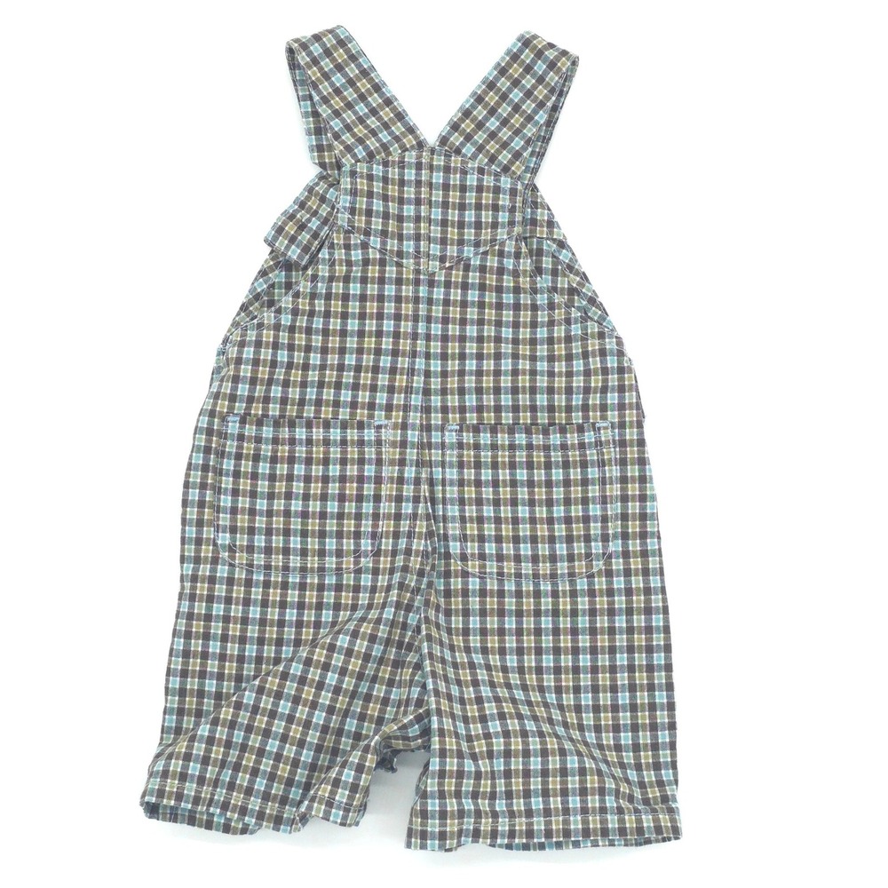 Gymboree 2012 Boys Plaid Shortall Overalls Size 0-3 Months - Picture 2 of 5